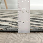Abani Terra Area Rug for Living Room, Bedroom - Zebra Pattern - Black Cream - 5' x 8' - Durable & Easy to Clean