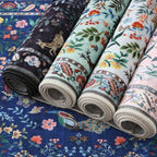 Rugcomf Runner Rug Washable Kitchen Runner 2'6''x8' Runner Rug for Entryway Indoor Floral Non-Slip Soft Carpet Runner for Hallways, Kitchen, Laundry, Bedroom, Bathroom(Blue)
