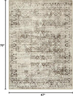 Lahome Washable Rugs 5x7 Boho Living Room Area Rug,Soft Throw Bedroom Area Rug,Retro Distressed Non-Slip Low-Pile Accent Rug Indoor Carpet for Entryway Office Home Decor(5 x 7,Beige)