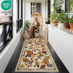 2'6''x8' Machine Washable Runner Rug, Kitchen Hallway Area Rug Beige Vintage Boho Floral Ultra Non-Slip Low Pile Soft Faux Wool Carpet, Kids and Pets Friendly for Bedroom Entryway Nursery Decor Rug