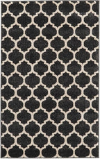 Rugs.com Lattice Collection Rug – 3' x 5' Black Medium Rug Perfect for Entryways, Kitchens, Breakfast Nooks, Accent Pieces
