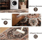 XWZO Washable Hallway Runner Rug 2x8ft — Non-Slip Low Pile Area Rug with Rubber Backing, Spill Resistant Soft Vintage Floor Carpet Runner for Kitchen Entryway Doorway Bedroom Corridor, Brick Red