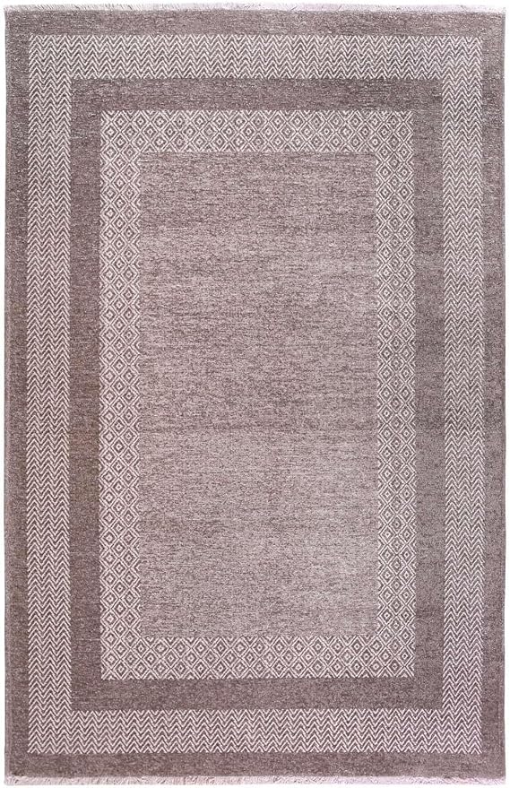 Alfa Rich 5x8 Light Gray Washable Area Rugs for Living Room Bedroom Kitchen Dining Cotton Decor Rug