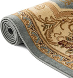 Rugs.com Chateau Collection Rug – 7' Round Light Blue Medium Rug Perfect for Kitchens, Dining Rooms
