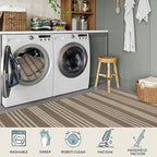 Lahome Striped Non Shed Easy Jute Rug, 5x7 Large Living Dining Room Rug Washable Outdoor Patio Rug, Farmhouse Neutral Non Slip Stain Resistance Indoor Outdoor Carpet for Sunroom Bedroom, Khaki