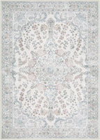 Wonnitar 5x7 Washable Area Rugs, Blue Vintage Floral Rug for Bedroom Decor, Soft Cozy Low Pile Non-Slip Boho Floor Carpet for Living Room Kids Room Office Indoor Décor
