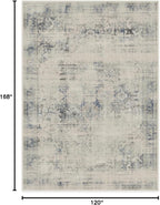 RUGGABLE Washable Vintage Area Rug – Kamran Blue Quartz 10x14, Stain-Resistant, Non-Slip – Large Machine Washable Rugs for Living Room, Bedroom, Hallway, Entryway & Office–with Cushioned Pad