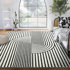 Abani Nuevo Collection Area Rug - Mid-Century Black and White Arch Knot Design - 2' x 3' - for Living Room, Bedroom & Office