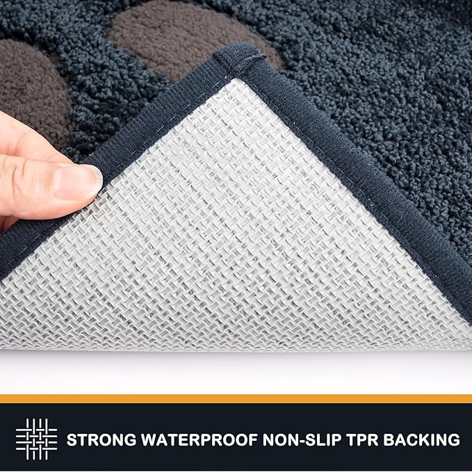 PURRUGS Dirt Trapping Door Mat 24" x 35.5", Non-Skid/Slip Machine Washable Microfiber Entryway Rug, Dog Doormat, Super Absorbent Welcome Mat for Muddy Wet Shoes and Paws, Navy Blue