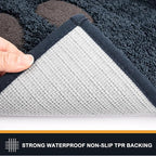 PURRUGS Dirt Trapping Door Mat 32" x 47", Non-Skid/Slip Machine Washable Microfiber Entryway Rug, Dog Doormat, Super Absorbent Welcome Mat for Muddy Wet Shoes and Paws, Navy Blue