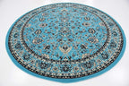 Unique Loom Sialk Hill Collection Area Rug - Washington (8' Round Turquoise/Black)