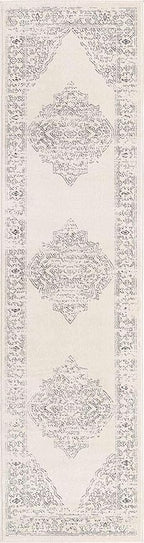 Unique Loom Isabella Collection Area Rug - Rossellini (2' 7" x 10' Runner, White/ Black)