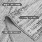 PADOOR Modern Abstract Area Rug - 3x5 Washable Rugs Non-Slip Small Carpet, Ultra Soft Low Pile Floor Rugs for Entrance Front Door Bedroom Bedside Laundry Room Black