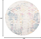 SAFAVIEH Tulum Collection Area Rug - 9' Round, Ivory & Blue, Moroccan Boho Tribal Design, Non-Shedding & Easy to Clean, Ideal for Living Room, Bedroom, Dining Space (TUL272C)
