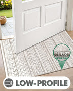 LUMI Ultra Thin Door Mat, 36x59 Non Slip Indoor Doormat Entrance Washable Rugs Entryway Oriental Vintage Soft Carpet for Kitchen Bedroom Front Door, White and Brown