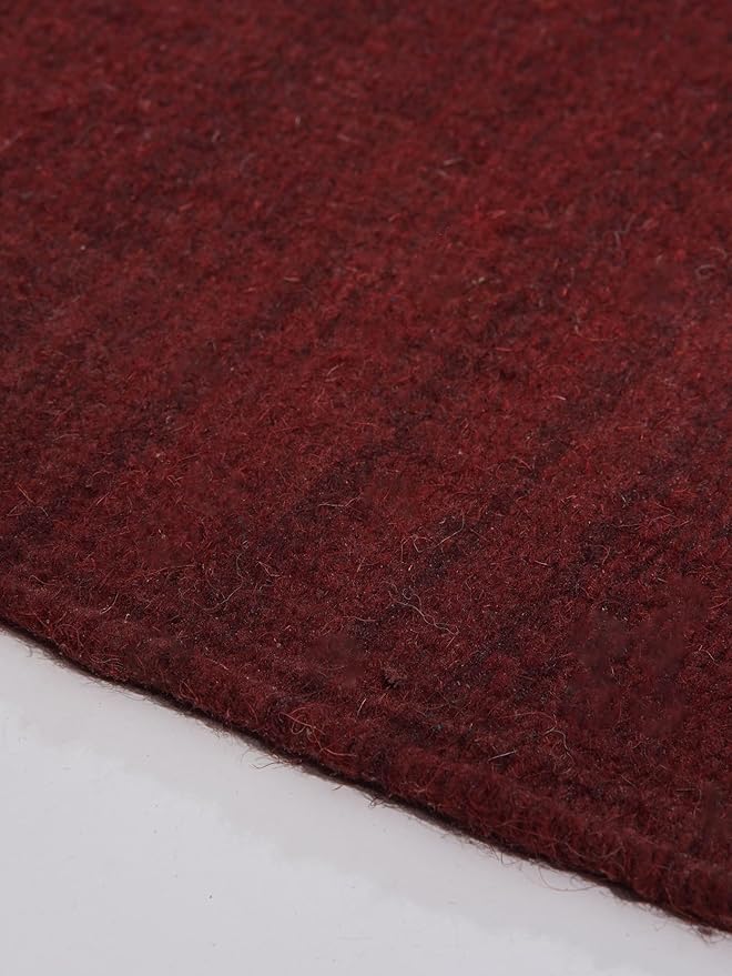 Rugsotic Carpets Hand Woven Flat Weave Kilim Wool ECO-Friendly Area Rugs - 6'x9', Rectangle Shape, Burgundy Color, Solid Plain Design, Low Pile Handmade Rugs for Living Room, Bed Room (D00111)