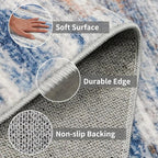 4x8 Wide Washable Runner Rug: Easy-to-Clean Runners for Hallway Entryway Kitchen Bedroom Living Room - Stain and Water Resistant Rugs with Non-Slip Backing - Soft Low-Pile Carpet Navy Grey