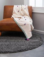 Unique Loom Solid Shag Collection Area Rug (10' 2" Round, Graphite Gray)
