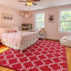 Amearea Fluffy Indoor Area Rug, Soft Trellis Moroccan Rugs for Bedroom, Shag Modern Area Rug for Living Room Kids Room Nursery, Easy Clean, Home Decor Low Pile Carpet, Wine Red 5x7 Feet
