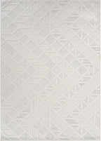 Modern Micro Loop Indoor Area Rugs for Living Room Bedroom Kitchen Geometric Square White 8x10 Luxury Durable Low and High Pile Non-Shedding Stain Resistant Soft Area Carpet 8 x 10