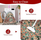 U'Artlines Boho Vintage Area Rug 3x5 Machine Washable Low Pile Ultra-Thin Soft Floor Carpet Non Slip Non Shedding Accent Rug for Living Room Bedroom Entryway Dining Room Office Rust＆Teal