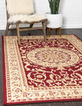 Unique Loom Versailles Collection Traditional Classic Medallion Floral Motif Area Rug (9' 0 x 12' 0 Rectangular, Burgundy/ Ivory)