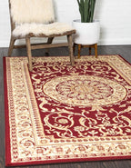 Unique Loom Versailles Collection Traditional Classic Medallion Floral Motif Area Rug (10' 0 x 13' 0 Rectangular, Burgundy/ Ivory)