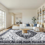 Washable Rug 9x12,Boho Vintage Oriental Washable Rugs,Collapsible Area Rug for Bedroom, Entryway, Kitchen, Bathroom