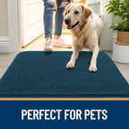 OLANLY Dog Door Mat for Muddy Paws 70x32, Absorbs Moisture and Dirt, Absorbent Non-Slip Washable Doormat, Quick Dry Chenille Mud Mat, Entry Indoor Entryway Carpet for Inside Floor, Atlantic Blue