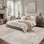 LUMI Washable Area Rug for Living Room, 10x14 Ultra Soft Traditional Rugs Non Slip with Rubber Backing, Low Profile, High Traffic, Stain Resistant Carpets, Ideal for Bedroom, Dining Room, Indoor