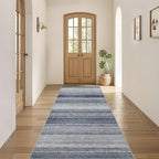 Nakagishi Area Rug Living Room Rugs: 3X8 Machine Washable Boho Large Neutral Farmhouse Stain Resistant Moroccan Indoor Floor Carpet for Bedroom Nursery Dorm Dining Room Home-Denim Blue