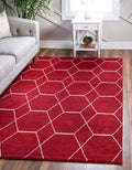 Unique Loom Trellis Frieze Collection Area Rug - Geometric (4' 1" x 6' 1", Red/ Ivory)