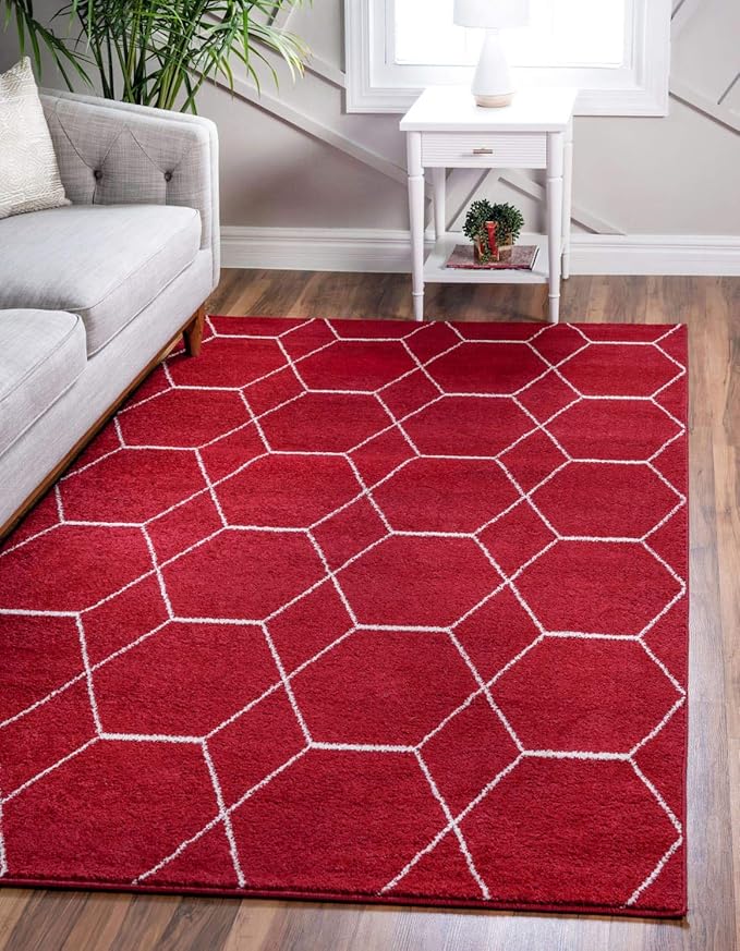 Unique Loom Trellis Frieze Collection Area Rug - Geometric (3' 3" x 5' 3", Red/ Ivory)