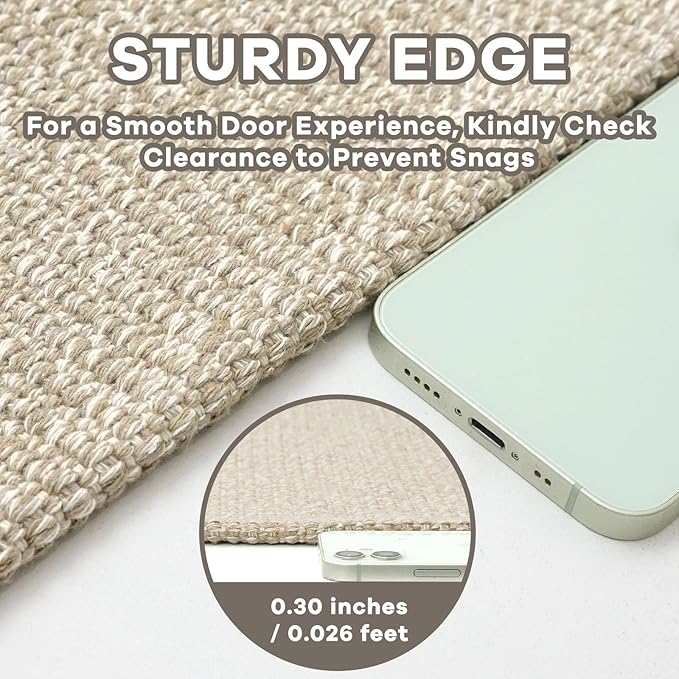 EARTHALL Extra Long Runner Rug 3x18 Ft Washable Runners for Hallways Cotton Non Slip Entryway Runner Braided Kitchen Runner Indoor Outdoor Carpet Runners for Hotels, Officel, Stair, Send/Beige