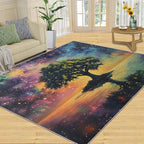 5x7 Tree of Life Rugs for Bedroom - Galaxy Tree Print Rug, Dreamlike Starry Sky Rug Non Slip Soft Rugs for Living Room Hardwood Floors Teen Room