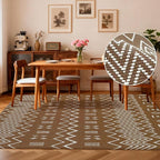 Washable Area Rug 5x7 ft,Rubber Backed Non Slip Faux Jute Rug for Office,Living Room and Bedroom Braided Rug,Indoor Floor Carpets for Dining Room,Farmhouse,Brown/White