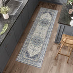 Dripex Kitchen Runner Rug-2x6 Washable Distressed Hallway Runner Oriental Medallion Carpet Non-Slip Non-Shedding Laundry Mat Foldable Thin Entry Throw Area Rug for Living Room Bedroom