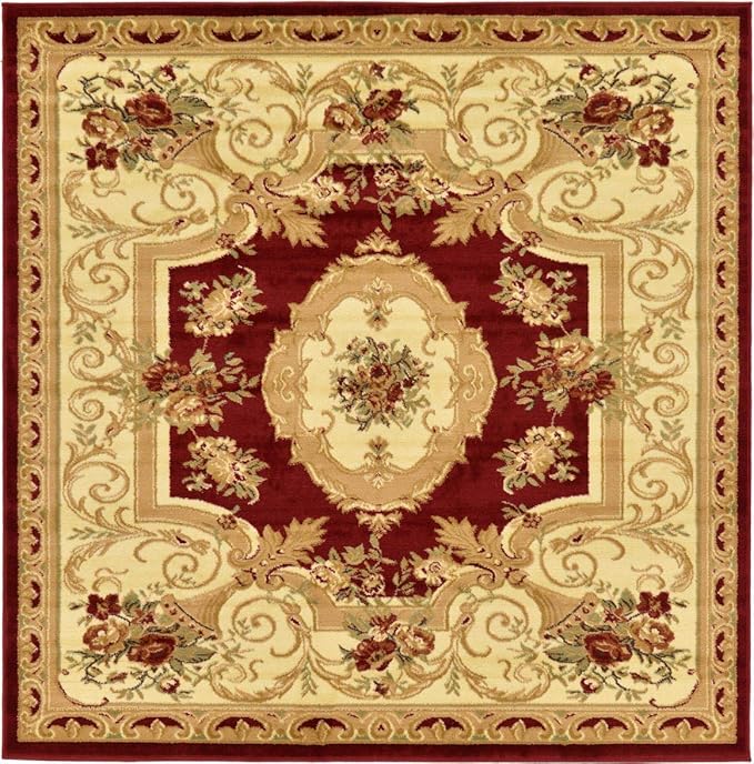 Unique Loom Versailles Collection Area Rug - Henry (6' 1" Square Red/Brown)
