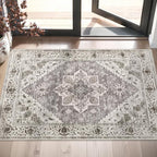 SERISSA Boho Rugs for Entryway, 2x3 Entryway Rug Non-Slip Washable Small Area Rug, Ultra Soft Oriental Vintage Low-Pile Indoor Door Mat Earth Tone Floor Carpet for Entrance Kitchen Bathroom