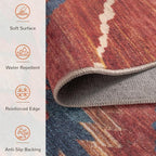 Area Rug 8x10 Rug Machine Washable Non-Slip Low Pile Print Pattern Western Rug for Living Room Bedroom Entryway Tribal Series -Red/Orange