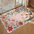 Lahome Floral Pink Rugs for Entryway, 2X3 Washable Kitchen Rug Non Slip, Ultra-Thin Indoor Door Mat Stain Resistant Boho Small Carpet for Bathroom Bedroom(2x3ft,Light Pink)