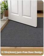 Color&Geometry Ultra-Thin Indoor Door Mat, 21"x31" Low-Profile Non-Slip Entryway Rug with Modern Geometric Texture, Washable Doormat for Entrance, Front Doors, Grey (FOLD)