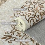 Easy-Going Boho Neutral Area Rug 2x3 Washable Entryway Rugs Front Door Mat Indoor Entrance Non-Slip Floral Brown Small Entry Rug for Living Room Bedroom Kitchen Bathroom Home Office Lightweight Carpet