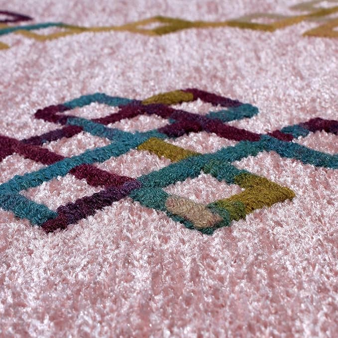 Alfa Rich 5x8 Light Pink Washable Area Rugs for Living Room Bedroom Kitchen Girls Decor Cotton Rug