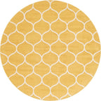 Rugs.com Lattice Frieze Collection Rug – 8' Round Yellow Medium Rug Perfect for Kitchens, Dining Rooms