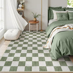 Machine Washable 5x7 Area Rugs for Living Room Checkered, Non Slip Soft Low Pile Farmhouse Geometric Modern Neutral Playroom Boys Rugs for Bedroom, Large Carpet Rugs for Dining Room(Sage Green,5'x7')