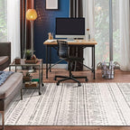 Rugshop Geometric Boho Area Rug – Gray Tribal Pattern, Perfect for Living Room, Bedroom, Office, 3'3" x 5'