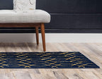 Marilyn Monroe Glam Collection Area Rug - Trellis (2' x 6' 1" Runner, Navy Blue Gold/ Gold)