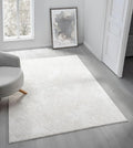 Adel Modern Area Rug for Living Room, 6x9 Rustic Distressed Abstract Cream Neutral Rug, Medium Pile Stain Resistant Carpet for Bedroom, Dining Room or Kitchen (6' x 9', Cream)