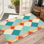 6x8 Rug Non Silp - Geometric Rugs for Living Room, Colorful Retro Mid Century Modern Low Pile Machine Washable Area Rugs for Bedroom, Geometric Carpet House Decor & Gifts